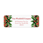 Rode Kerst Plaid en Holly | teruggave Etiket (Voorkant)