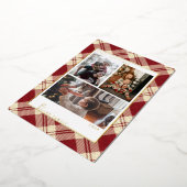 Rode Kerst Plaid Kerstkaarten Folie Feestdagenkaart (Gedraaid)