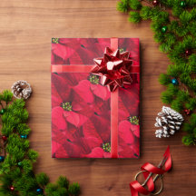 Rode Kerst Poinsettia Bloem Inpakpapier