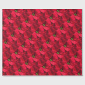 Rode Kerst Poinsettia Bloem Inpakpapier (Vlak)