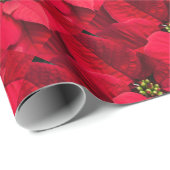 Rode Kerst Poinsettia Bloem Inpakpapier (Rol Hoek)