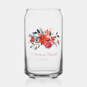 Rode Kerst Poinsettia Bloemstuk Custom Bruiloft Blikvorm Glas (Voorkant)