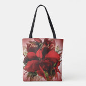Rode Kerst Poinsettia Boodschappentas Tote Bag (Achterkant)
