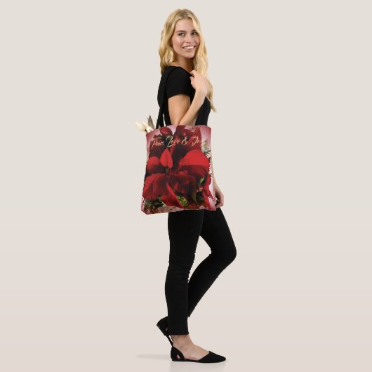 Rode kerst Poinsettia-Canvas tas (Op model)