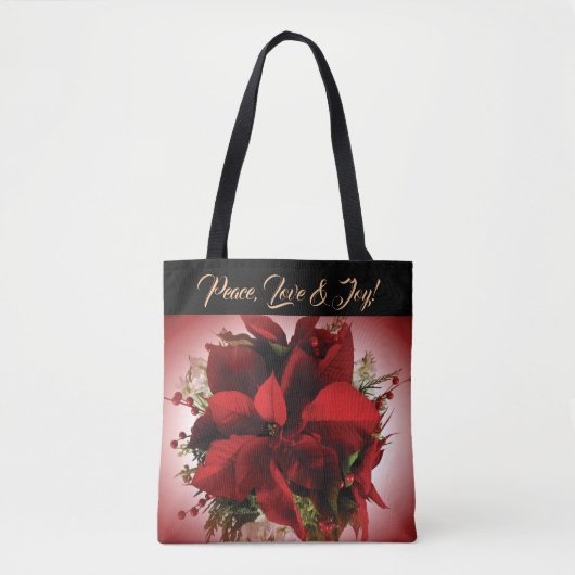 Rode kerst Poinsettia-Canvas tas (Voorkant)