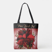 Rode kerst Poinsettia-Canvas tas (Achterkant)