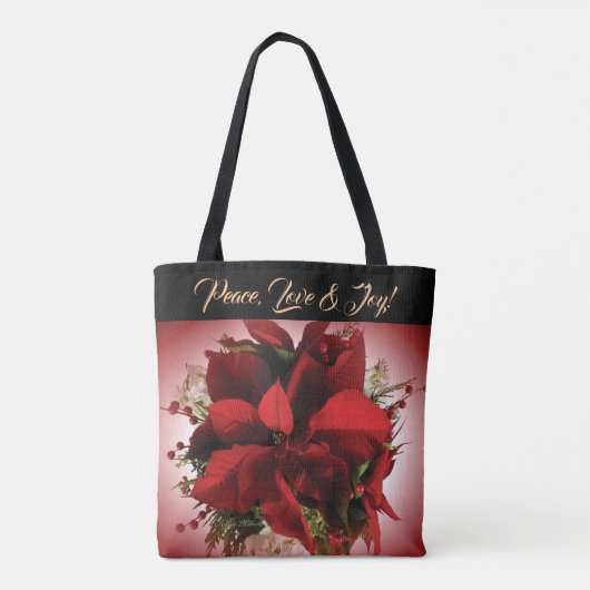 Rode kerst Poinsettia-Canvas tas (Achterkant)