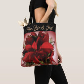 Rode kerst Poinsettia-Canvas tas (Dichtbij)