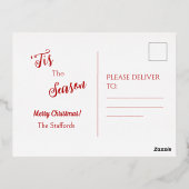 Rode kerst Poinsettia Folie Holiday Post Kaart (Achterkant)