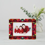 Rode kerst Poinsettia Folie Holiday Post Kaart (Staand Voorkant)