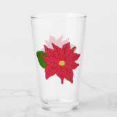 Rode Kerst Poinsettia Glas (Achterkant)