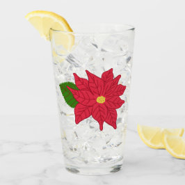 Rode Kerst Poinsettia Glas