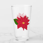 Rode Kerst Poinsettia Glas (Voorkant)