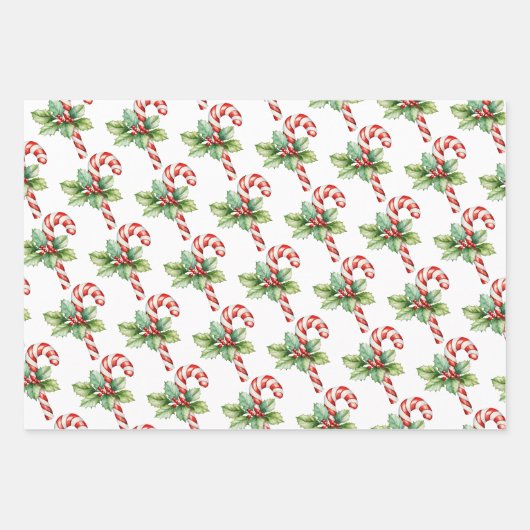 RODE KERST POINSETTIA, HOLLY, CANDY CANE INPAKPAPIER VEL (Voorkant 3)