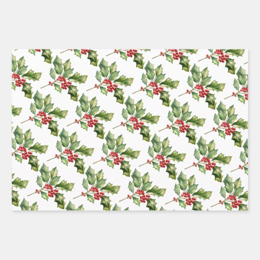 RODE KERST POINSETTIA, HOLLY, CANDY CANE INPAKPAPIER VEL (Voorkant 2)