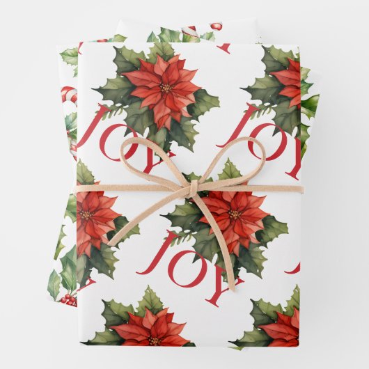 RODE KERST POINSETTIA, HOLLY, CANDY CANE INPAKPAPIER VEL (In situ)