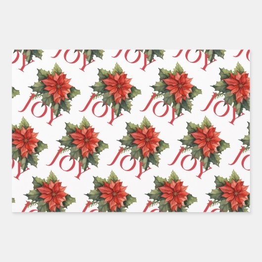 RODE KERST POINSETTIA, HOLLY, CANDY CANE INPAKPAPIER VEL (Voorkant)