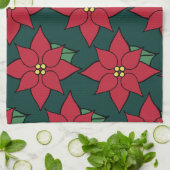 Rode Kerst Poinsettia Keukenhanddoek (Gevouwen)
