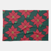 Rode Kerst Poinsettia Keukenhanddoek (Horizontaal)