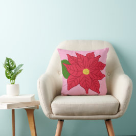Rode Kerst Poinsettia Kussen