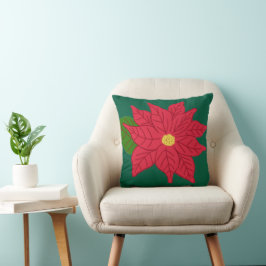 Rode Kerst-Poinsettia Kussen