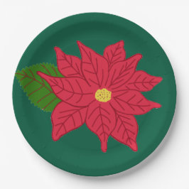 Rode Kerst-Poinsettia Papieren Bordje