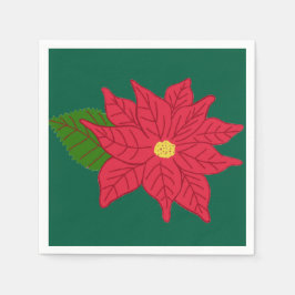 Rode Kerst-Poinsettia Servet