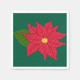 Rode Kerst-Poinsettia Servet