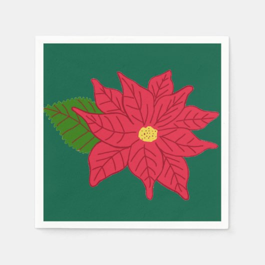 Rode Kerst-Poinsettia Servet (Voorkant)