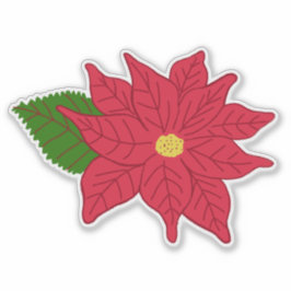 Rode Kerst Poinsettia Sticker