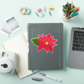 Rode Kerst Poinsettia Sticker (iPad Cover)