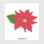Rode Kerst Poinsettia Sticker (Vel)