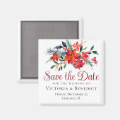 Rode Kerst Poinsettia Vakantie Sla de Datum Op Magneet (Voorkant / Achterkant)