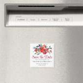 Rode Kerst Poinsettia Vakantie Sla de Datum Op Magneet (Insitu (Vaatwasser))