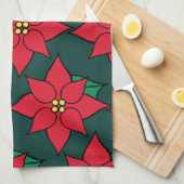 Rode Kerst Poinsettias Keukendoek Theedoek (Quarter Fold)
