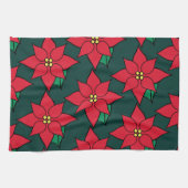 Rode Kerst Poinsettias Keukendoek Theedoek (Horizontaal)