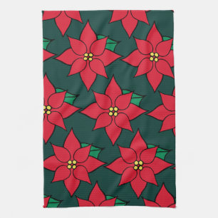 Rode Kerst Poinsettias Keukendoek Theedoek
