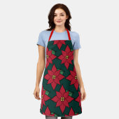 Rode Kerst Poinsettia's Schort  (Gedragen)