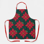 Rode Kerst Poinsettia's Schort  (Voorkant)