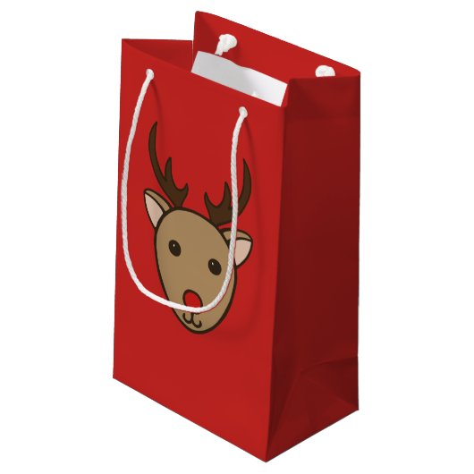 Rode Kerst Rendier Cadeautas (Achterkant Gekanteld)