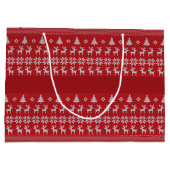 Rode Kerst Rendier Gepersonaliseerde Retro Vakanti Groot Cadeauzakje (Achterkant)