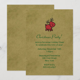 Rode Kerst Rendier Illustratie Feest Uitnodiging