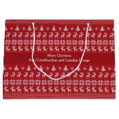 Rode Kerst Rendier Persoonlijke Retro Kerst Groot Cadeauzakje (Voorkant)