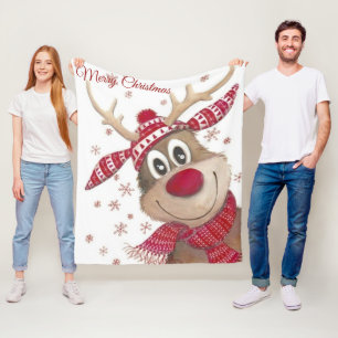 Rode Kerst Rendieren en Sneeuwvlokken Naadloos Pat Fleece Deken