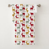 Rode Kerst Rendieren Patroon#12 ID1009 Bad Handdoek (Insitu)