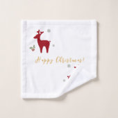 Rode Kerst Rendieren Patroon#12 ID1009 Bad Handdoek (Wasdoekje)