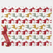 Rode Kerst Rendieren Patroon#12 ID1009 Fleece Deken (Voorkant (Horizontaal))