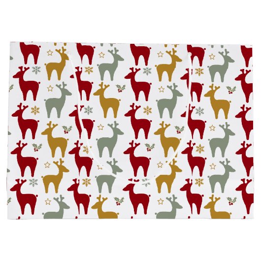 Rode Kerst Rendieren Patroon#12 ID1009 Groot Cadeauzakje (Achterkant)