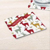 Rode Kerst Rendieren Patroon#12 ID1009 Kartonnen Onderzetters (Schuin)
