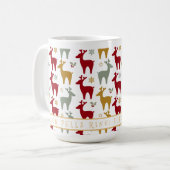 Rode Kerst Rendieren Patroon#12 ID1009 Koffiemok (Voorkant links)
